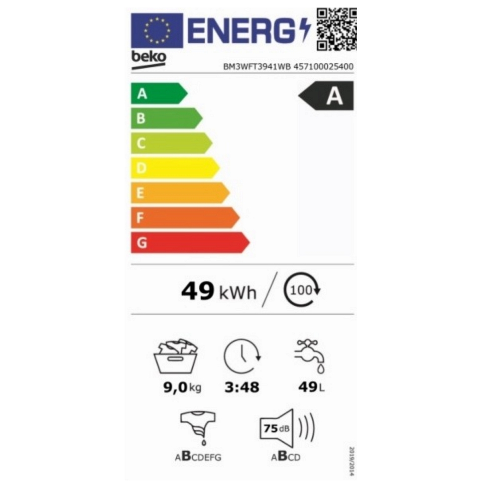 lavadora LAV C F 9KG BEKO A BM3WFT3941WB 1400RPM