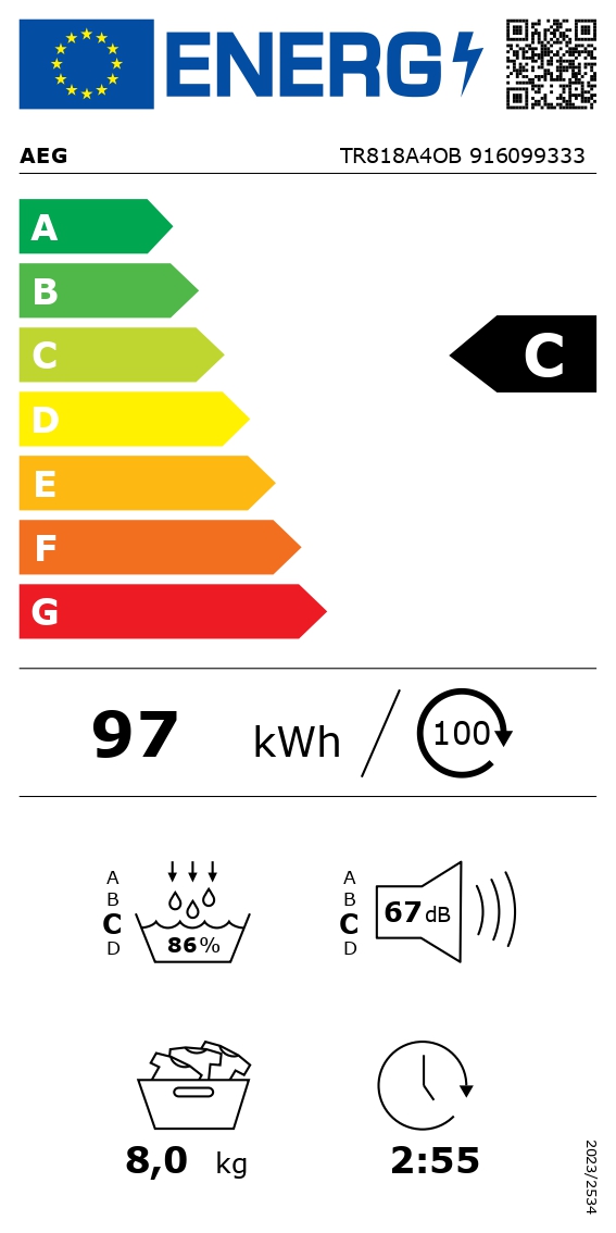 secadora ropa AEG  TR818A4OB
