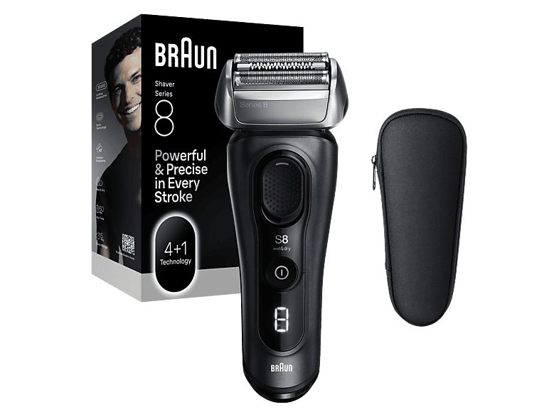 Afeitadora - Braun Afeitadora eléctrica Series 8 8603s, SensoAdapt, 60 min autonomía, Afeitado en seco y en mojado, Gris