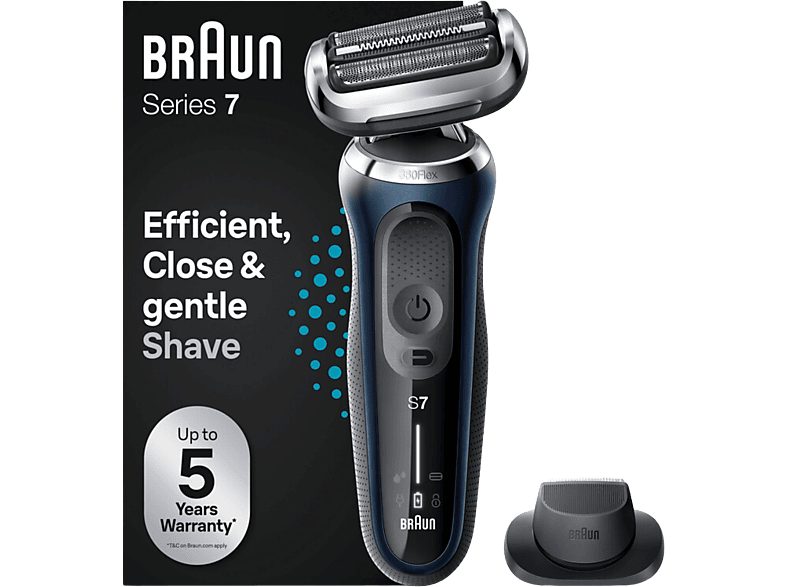 Afeitadora - Braun Series 7 71-B1200S, Afeitadora eléctrica de barba, Wet & Dry, Accesorio para corte de pelo, Azul