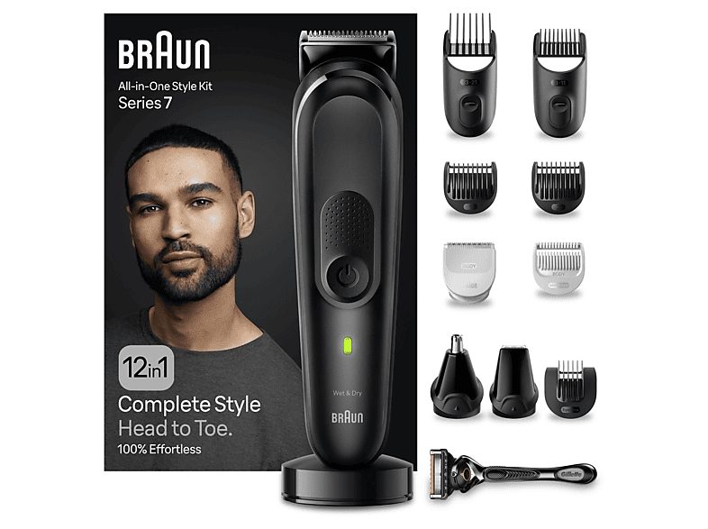 Afeitadora multifunción - BRAUN MGK7460;BRAUN, BarbaCuerpoOídoCabezalBigoteNariz accesorios, Negro