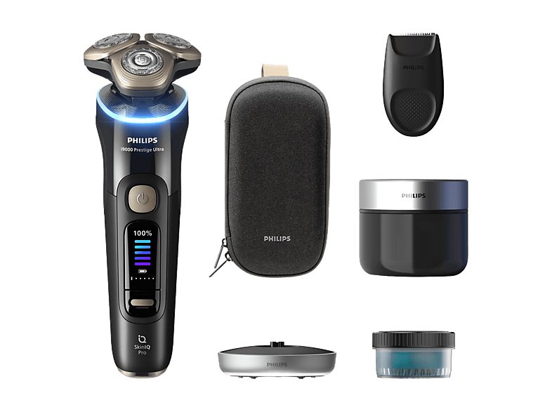 Afeitadora - Philips i9000 Prestige Ultra XP9400/31, Afeitado en seco/mojado con tecnología SkinIQ Pro, Sensor IA de presión y control, App smartphone