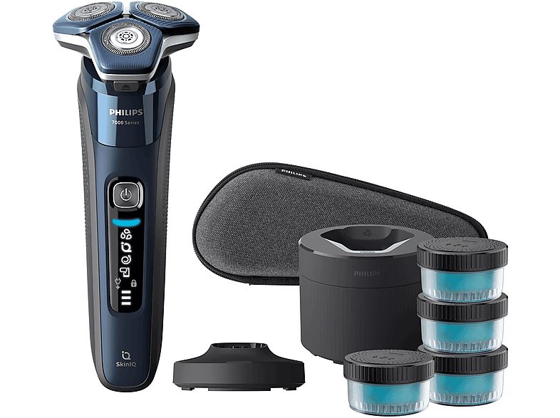Afeitadora - PHILIPS SHAVER Series 7000 S7885/63, 60 Min., 3D contour, Cortador de relieves, Azul