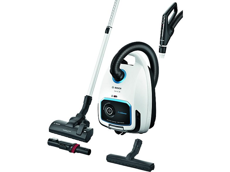 Aspirador con bolsa - BOSCH BGB6SIL1, 700 W, Depósito 4 l, Blanco