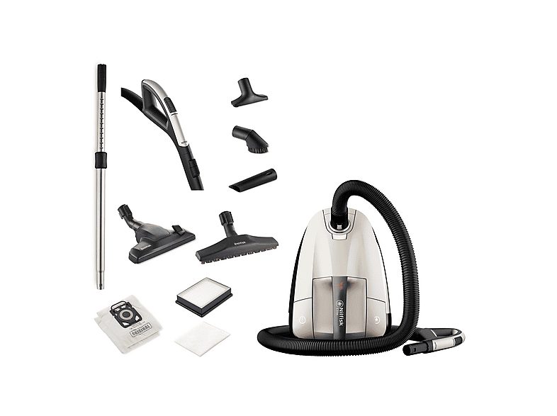 Aspirador con bolsa - NILFISK 128350552, 650 W, Potencia de succión 280 AirWatt, Depósito 3,6 l, Champagne