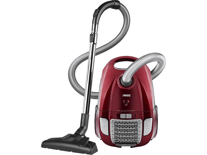 Aspirador con bolsa - PRINCESS 01.333001.01.001, 700 W, Potencia de succión 700 W, Depósito 3 l, Rojo