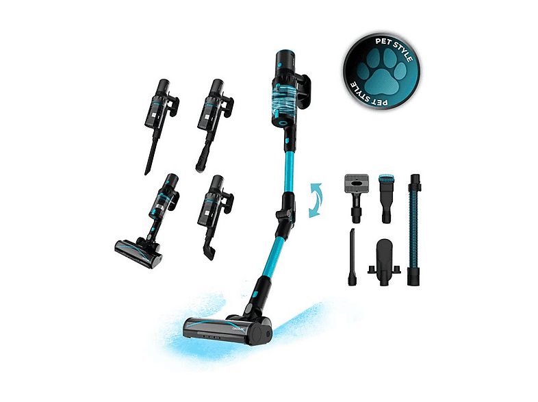 Aspirador escoba - CECOTEC Conga Rockstar 3500 Storm Pet Flex, 500 W, Potencia de succión 150 W, Depósito 500 ml, Autonomía 120 min, Multicolor