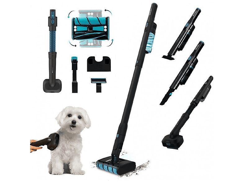 Aspirador escoba - CECOTEC Scoba 2100 Twice Animal, 210 W, Potencia de succión 20 kPa, Depósito 1 ml, Autonomía 120 min, Multicolor