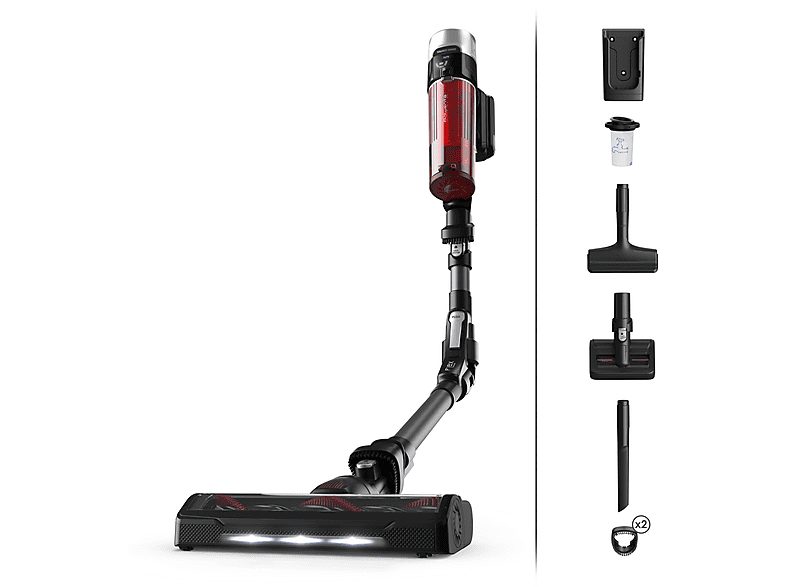 Aspirador escoba - ROWENTA RH2078WO, 250 W, Potencia de succión 100 AirWatt, Depósito 0,4 l, Autonomía 45 min, Negro, Rojo