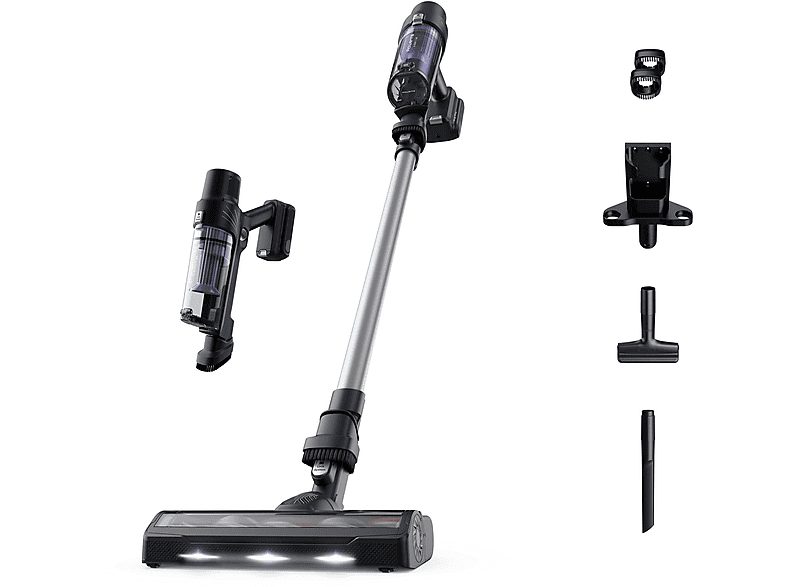 Aspirador escoba - ROWENTA RH6A35WO, 140 W, Potencia de succión 30 W, Depósito 0,44 l, Autonomía 45 min, Morado y aluminio