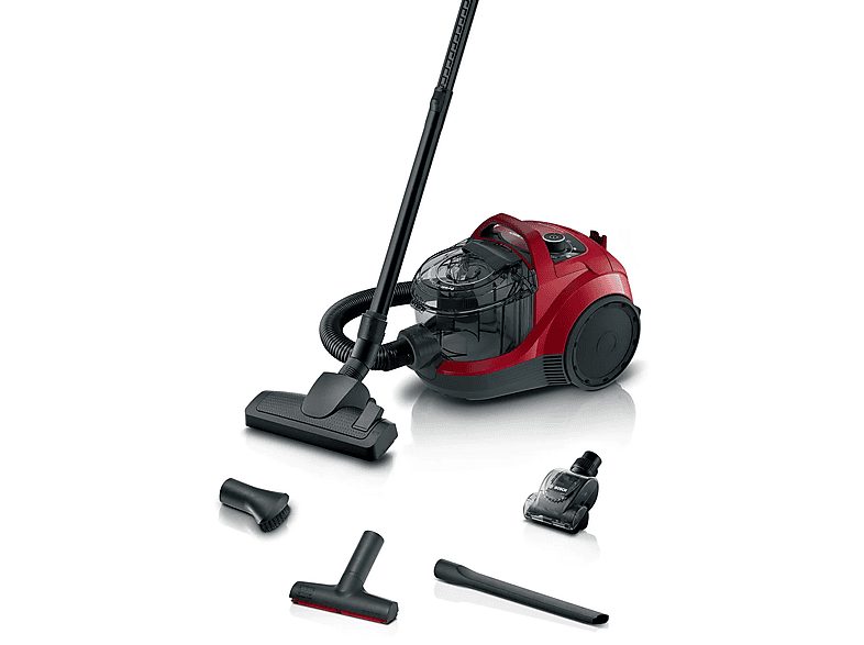Aspirador sin bolsa - BOSCH BGS21CAR, 750 W, Depósito 2 l, Rojo
