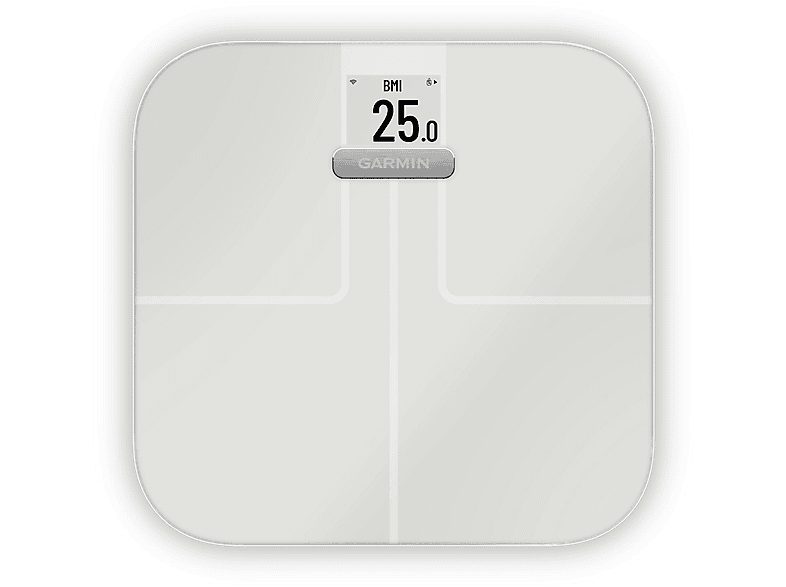 Báscula de baño - GARMIN 010-02294-13, Peso máximo 181,4 kg, Batería/s AAA, Indicador Masa Corporal (IMC), Bluetooth, Blanco
