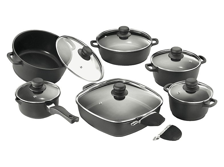 Batería de cocina - KARCHER 112914, 16 l, Aluminio, Negro