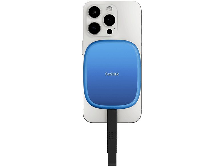 Disco duro SSD externo 1 TB - Sandisk Creator Phone SSD, Compatible con MagSafe, Hasta 1000MB/s lectura, Azul
