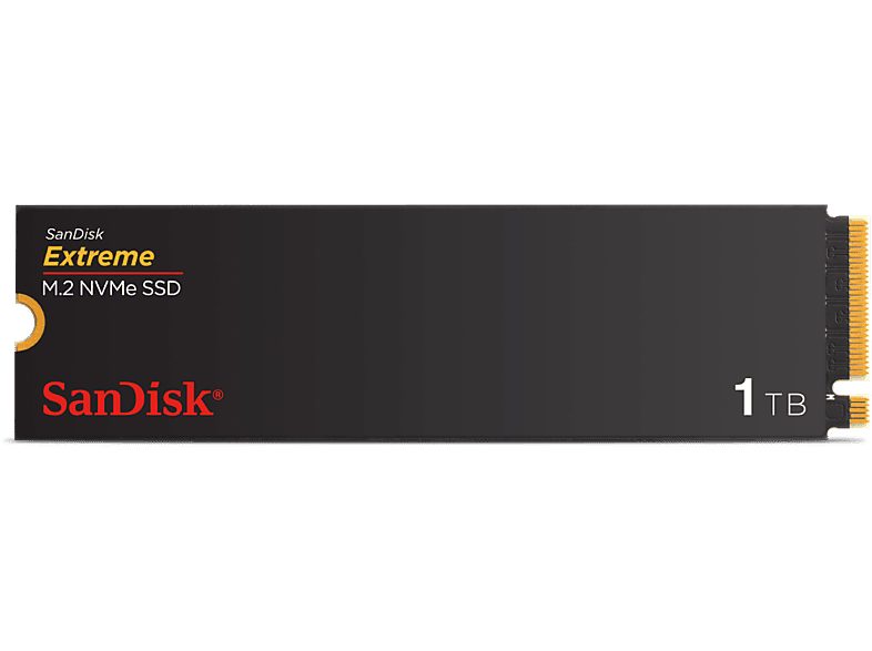 Disco duro SSD interno 1TB - SanDisk Extreme® M.2 NVMe SSD, Hasta 5150 MB/s lectura, Interfaz PCIe® Gen4, Negro