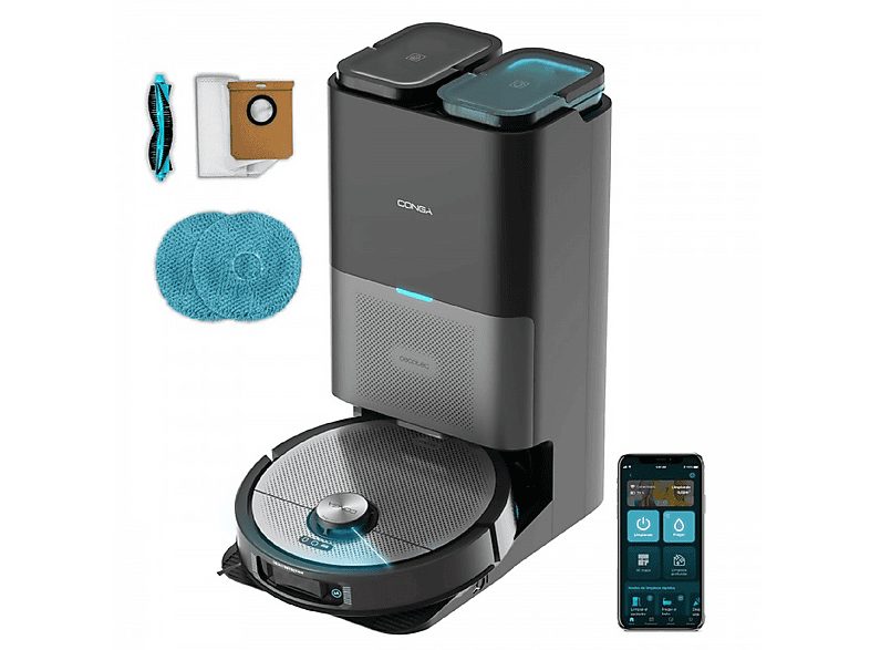 Robot aspirador - CECOTEC Conga 15090 Spin Revolution Home&Wash, 650 W, Potencia de succión 8 kPa, Depósito 500 ml, Autonomía 120 min, Multicolor