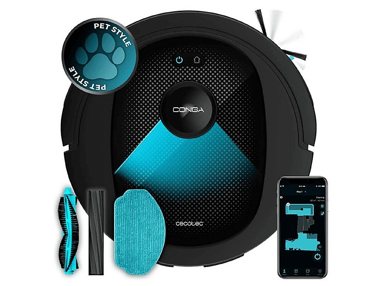 Robot aspirador - CECOTEC Conga 8490 Ultimate Ultra Power, 14,4 V, Potencia de succión 7000 kPa, Depósito 500 ml, Autonomía 120 min, Multicolor